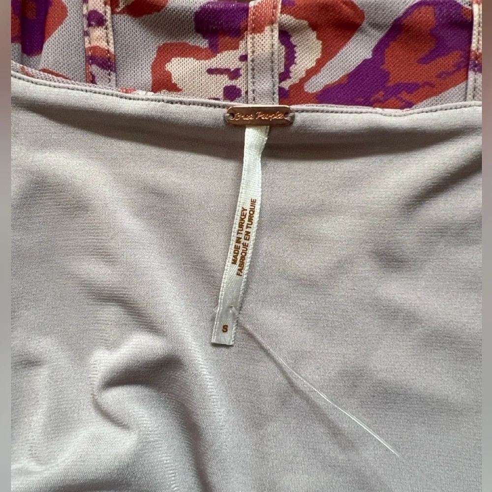 Free People Floral Corset Crop Top Coral Red Violet Small Mesh - Picture 7 of 11